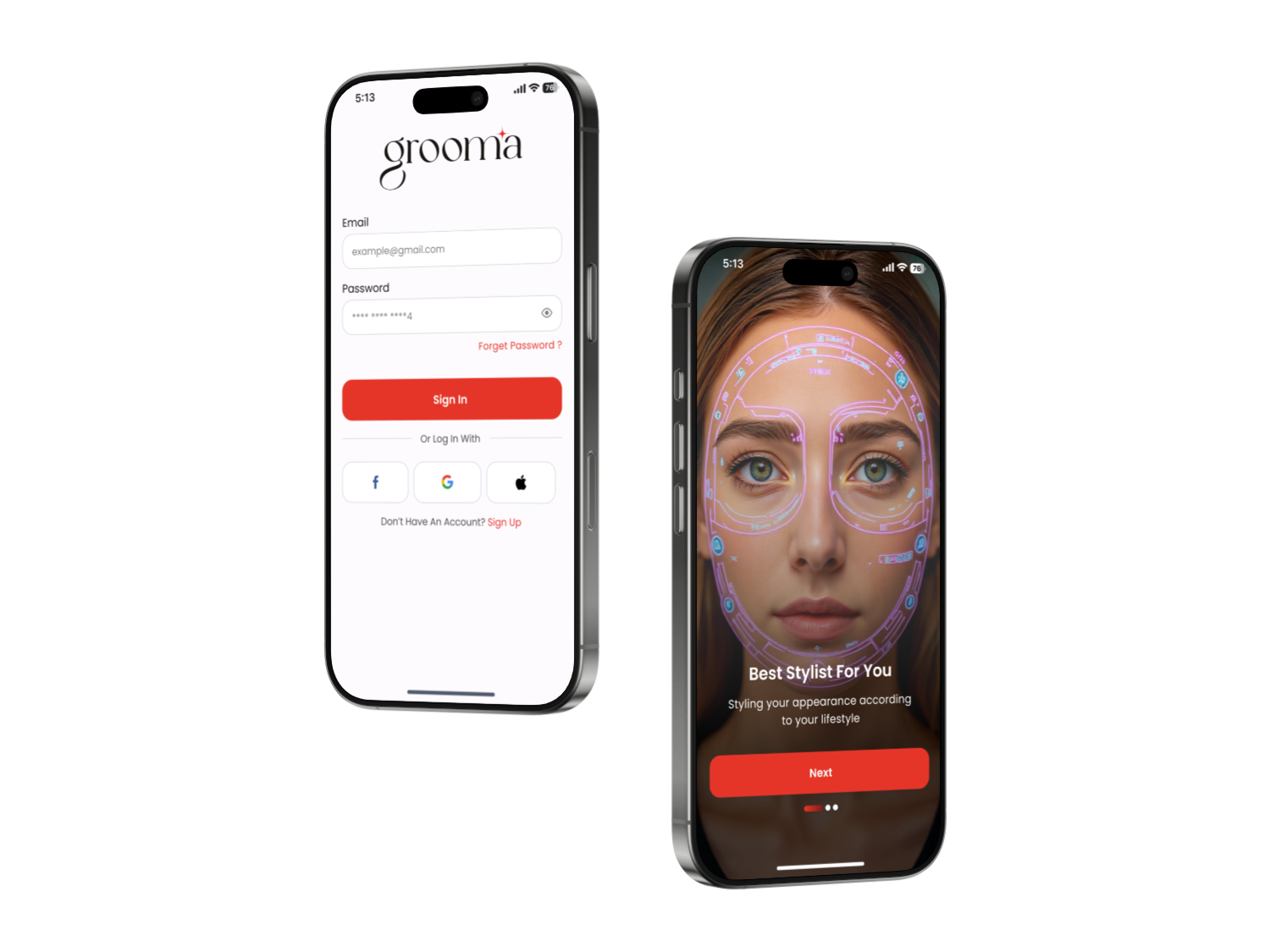 Interactive AI beauty app mockup